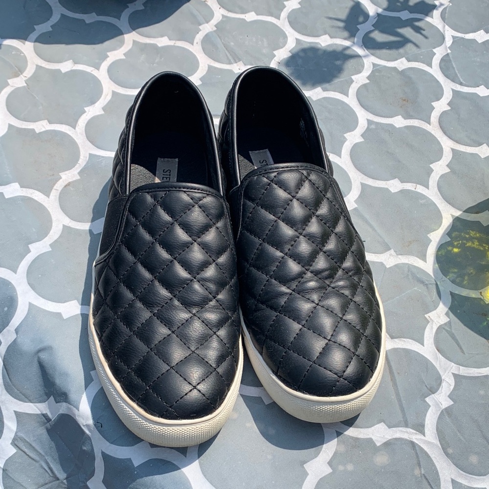 Steve Madden Quilted Black Slip-On Loafers